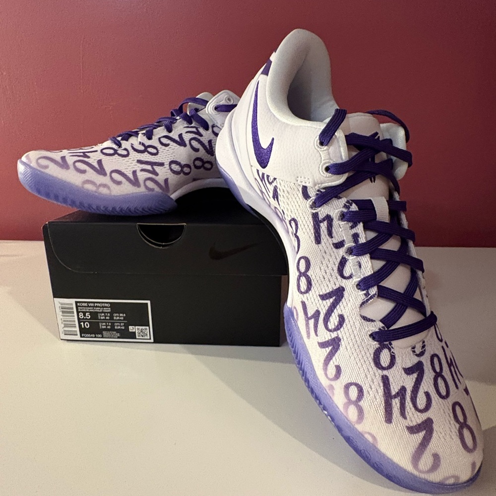 Nike Kobe VIII Protro White and Purple Sneakers